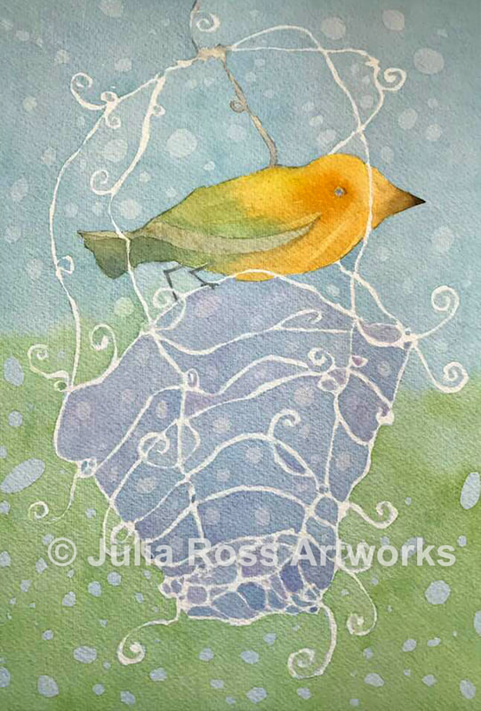 Bird on a Basket - Julia Ross Artworks