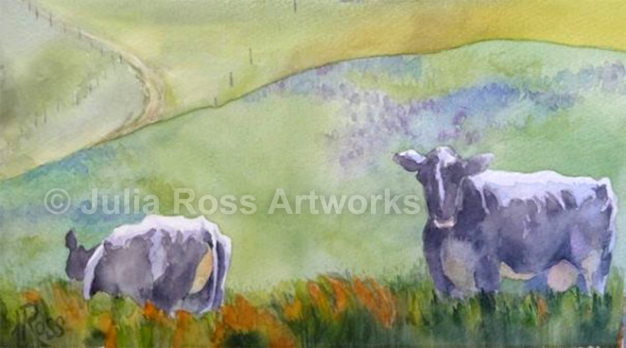 Two Cows, Giacomini Ranch - Julia Ross Artworks
